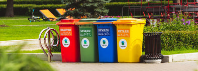 Colourful garbage bin